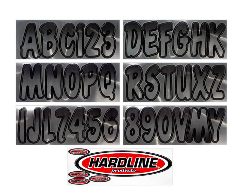 Hardline Boat Lettering Registration Kit 3 in. - 200 Chrome/Black