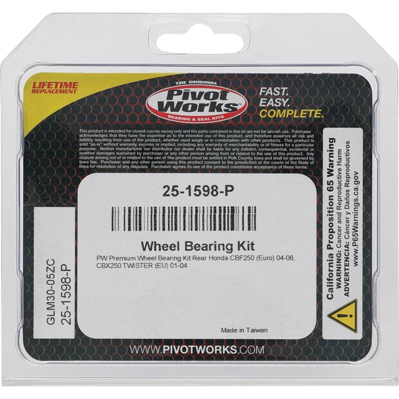 Pivot Works Honda Wheel Bearing Kit Premium Bearings