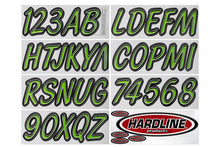 Load image into Gallery viewer, Hardline Boat Lettering Registration Kit 3 in. - 400 Kiwi Green/Black