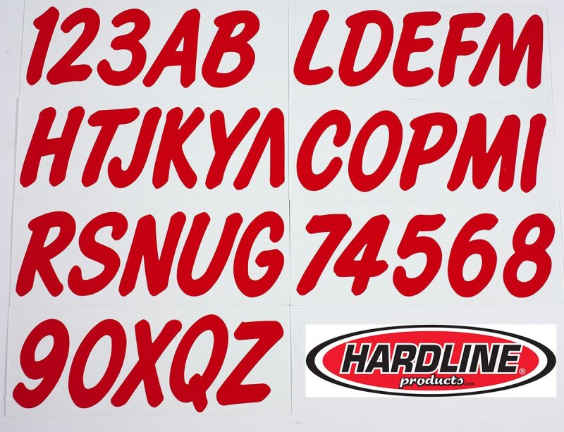 Hardline Boat Lettering Registration Kit 3 in. - 400 Lava Red Solid