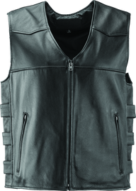River Road Plains Leather Vest Black - Large