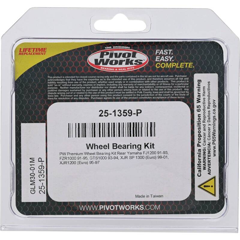 Pivot Works Yamaha Wheel Bearing Kit Premium Bearings