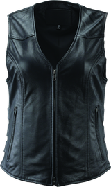 Kuryakyn Leather By River Road Plains Leather Vest Black Womens - XL