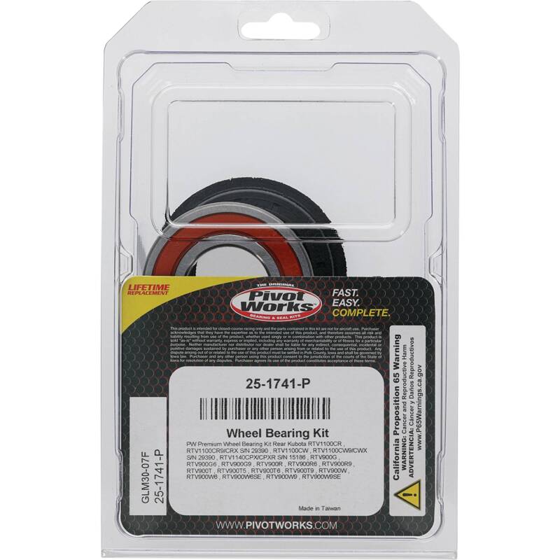 Pivot Works Kubota Wheel Bearing Kit Premium Bearings