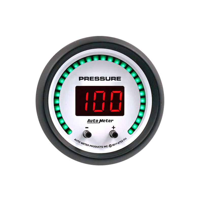 Autometer 52.4mm White Switchable 0-1600 PSI/0-110 BAR Fluid Pressure Phantom Elite Digital Gauge