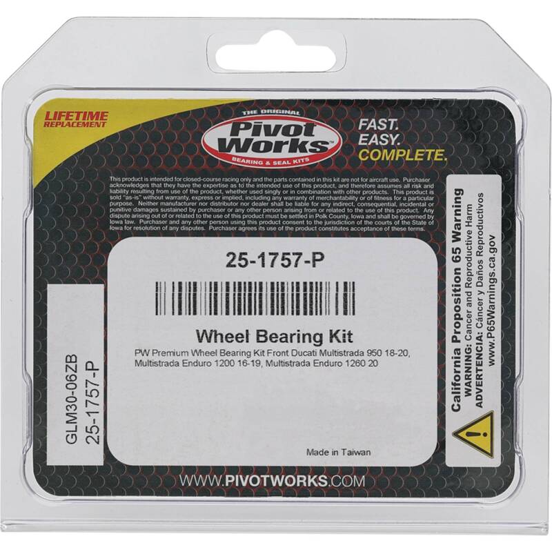 Pivot Works Ducati Wheel Bearing Kit Premium Bearings