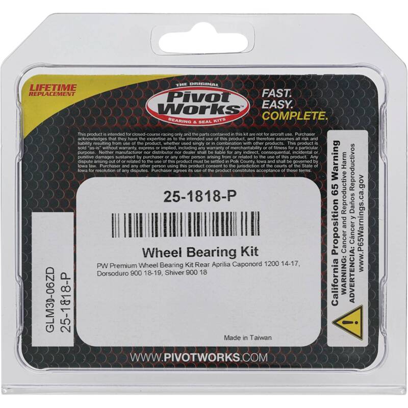 Pivot Works Aprilia Wheel Bearing Kit Premium Bearings