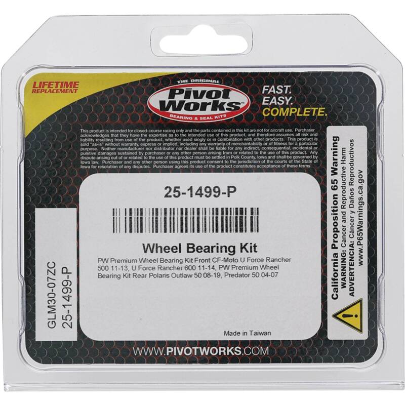 Pivot Works CF-Moto, Ducati, Polaris Wheel Bearing Kit Premium Bearings