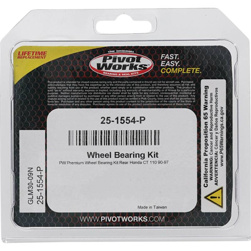 Pivot Works Honda Wheel Bearing Kit Premium Bearings