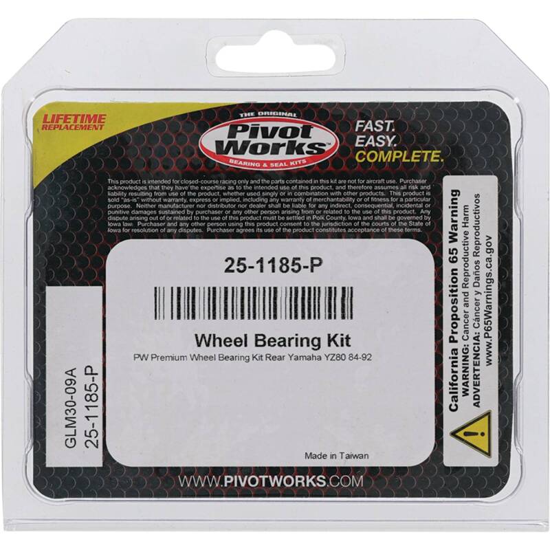 Pivot Works Yamaha Wheel Bearing Kit Premium Bearings