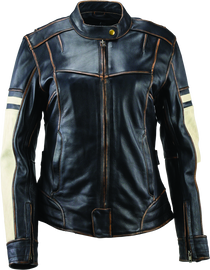 River Road Dame Vintage Leather Jacket Black Womens - XL