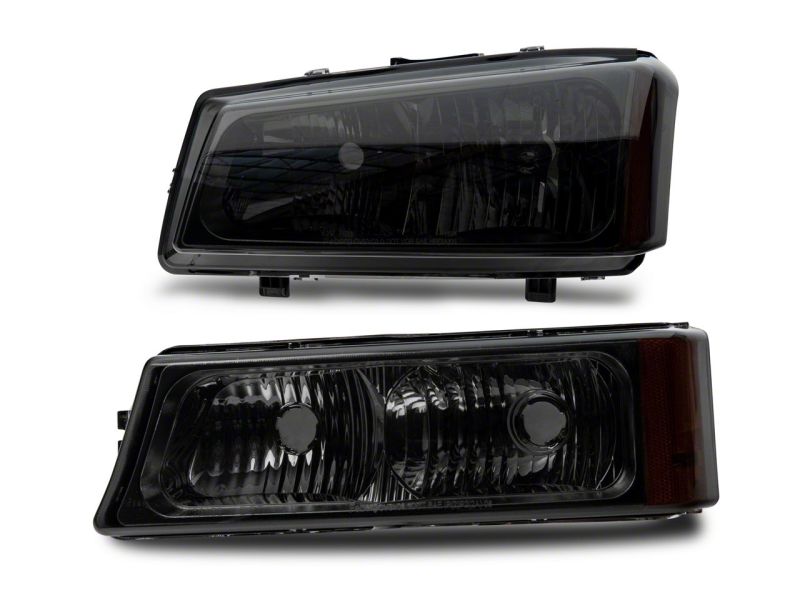 Raxiom 03-06 Chevrolet Silverado 1500 Axial OEM Style Rep Headlights- Chrome Housing- Smoked Lens