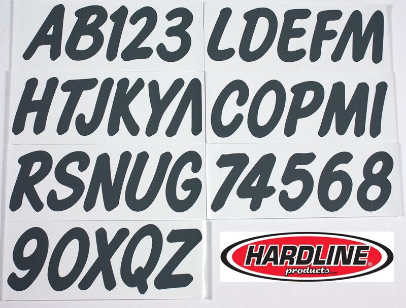 Hardline Boat Lettering Registration Kit 3 in. - 400 Dark Grey Solid