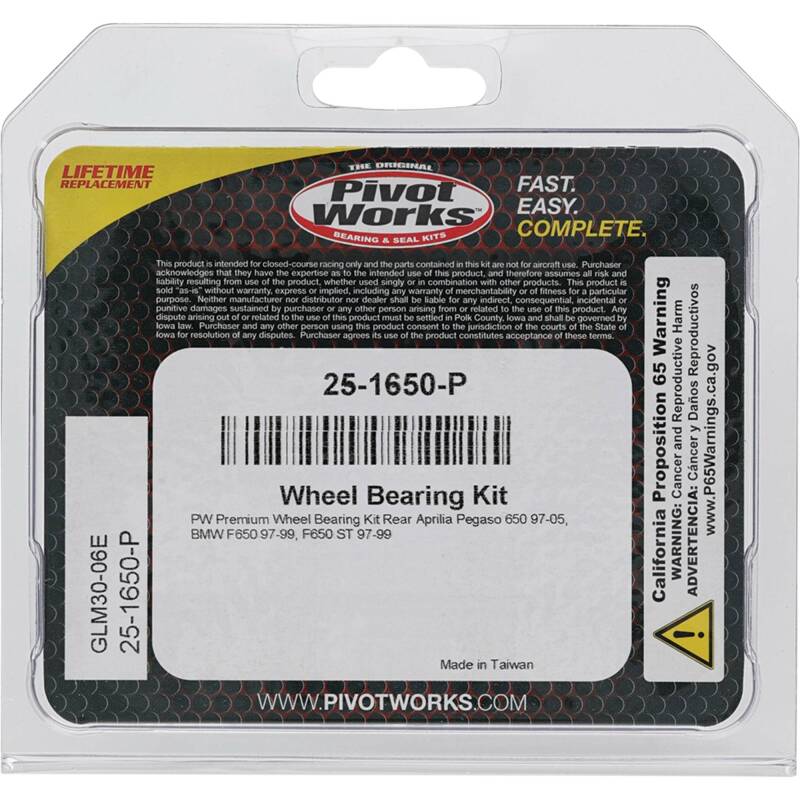 Pivot Works Aprilia, BMW Wheel Bearing Kit Premium Bearings