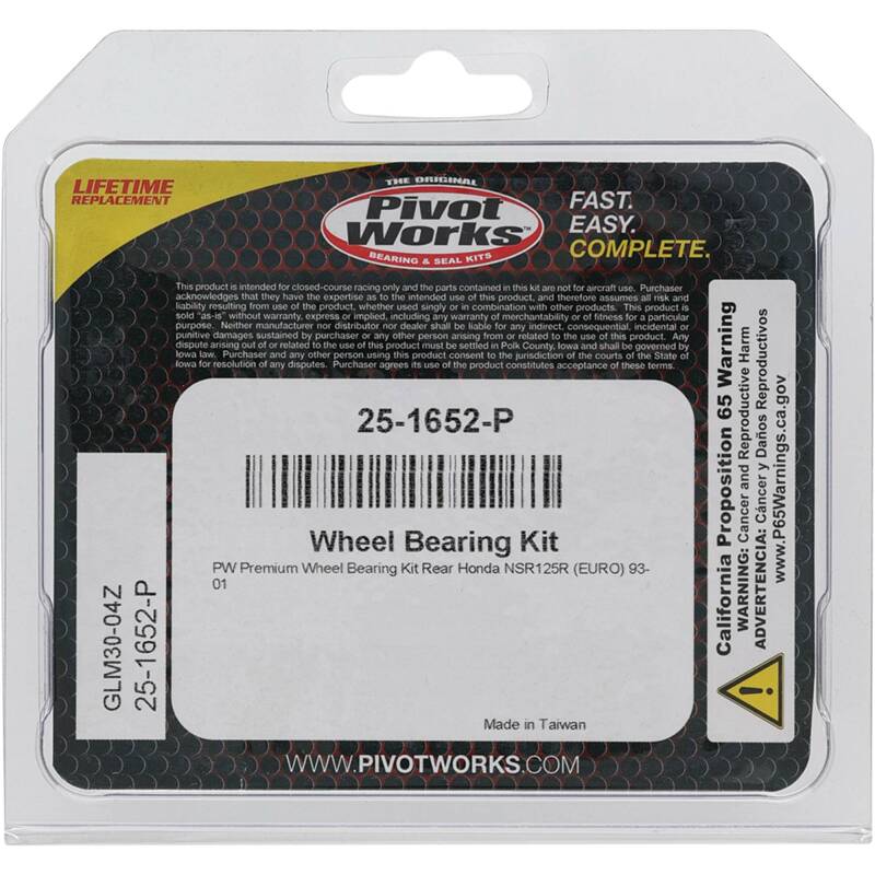 Pivot Works Honda Wheel Bearing Kit Premium Bearings