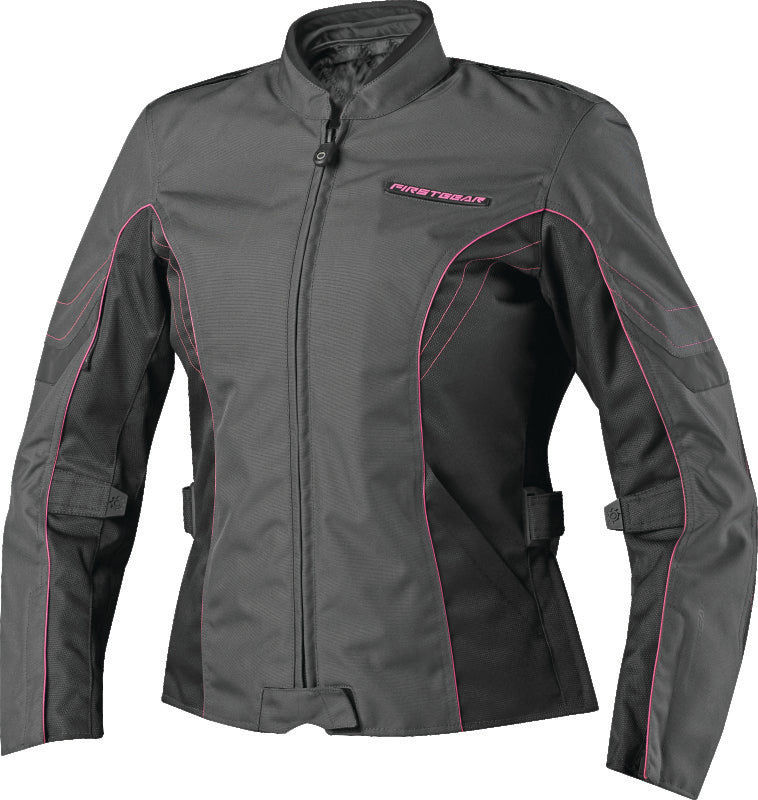 First Gear Contour Jacket Charcoal/Black/Pink Womens - Small