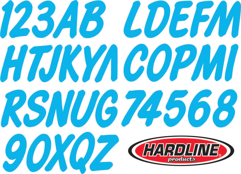 Hardline Boat Lettering Registration Kit 3 in. - 400 Cyan Blue Solid