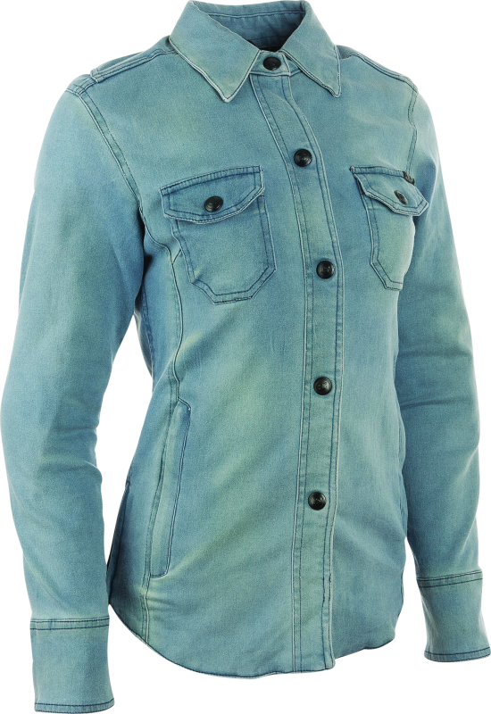 Speed and Strength Speed Society Armored Moto Shirt Denim Blue Womens - Small