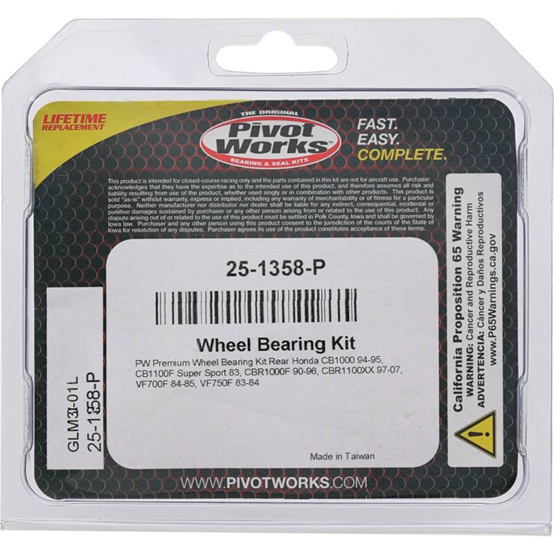 Pivot Works Honda Wheel Bearing Kit Premium Bearings