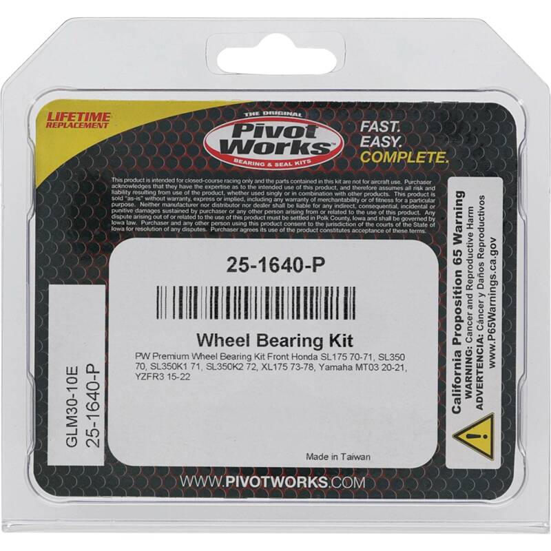 Pivot Works Honda, Yamaha Wheel Bearing Kit Premium Bearings