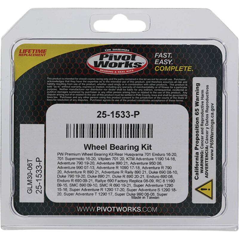 Pivot Works Husqvarna, KTM Wheel Bearing Kit Premium Bearings