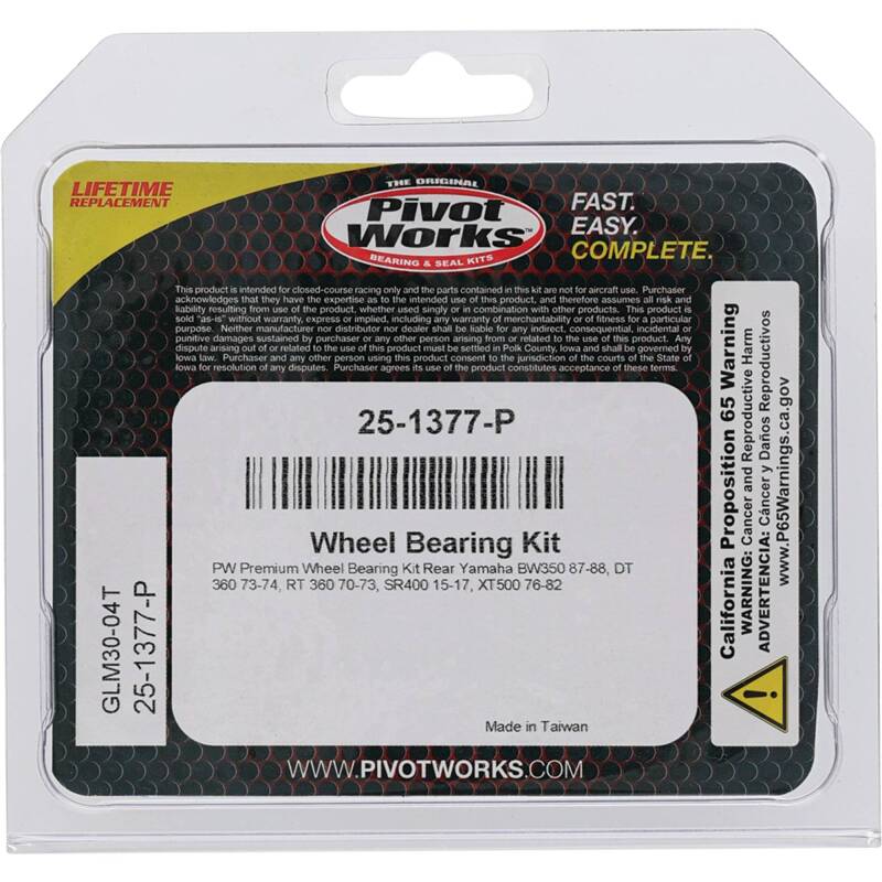 Pivot Works Yamaha Wheel Bearing Kit Premium Bearings