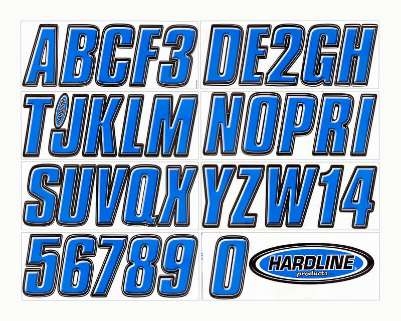 Hardline Boat Lettering Registration Kit 3 in. - 800 Blue/Black