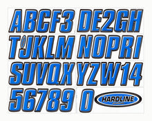 Load image into Gallery viewer, Hardline Boat Lettering Registration Kit 3 in. - 800 Blue/Black