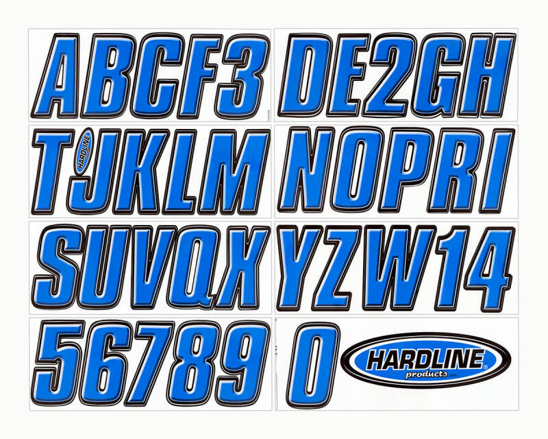 Hardline Boat Lettering Registration Kit 3 in. - 400 Blue Solid