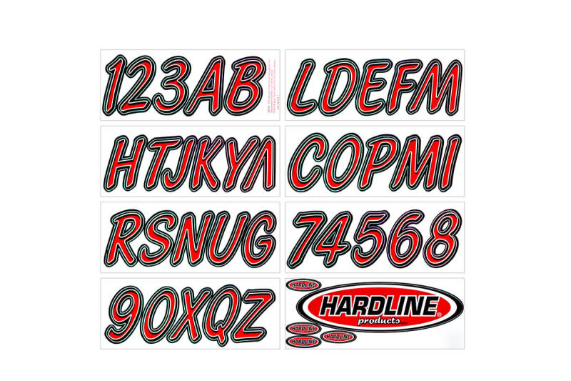 Hardline Boat Lettering Registration Kit 3 in. - 400 Red/Black