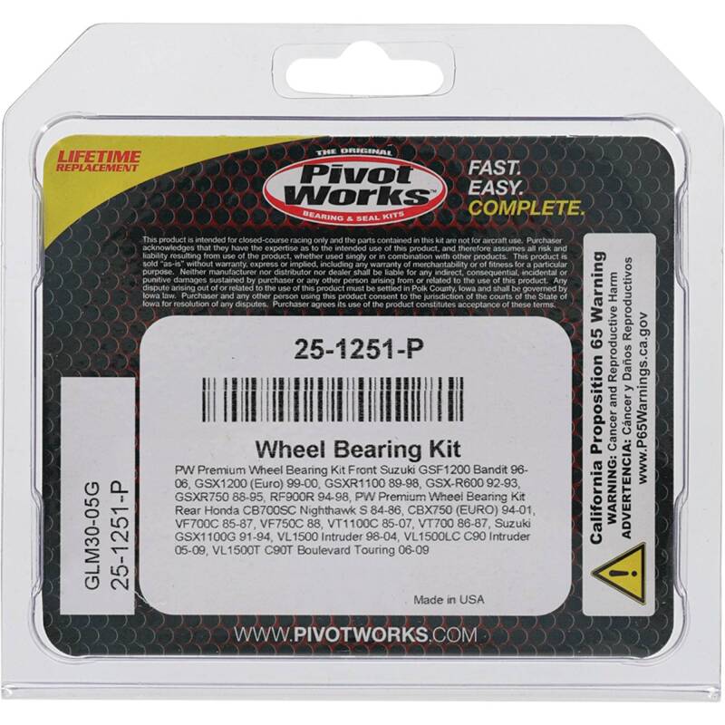 Pivot Works Honda, Suzuki Wheel Bearing Kit Premium Bearings