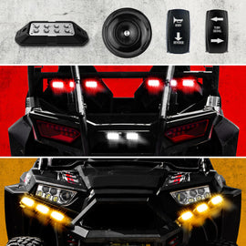 XK Glow ATV UTV Standard DOT Street Legal Conversion Signal/Horn Kit  - 2 White 2 Red 2 Amber Pods