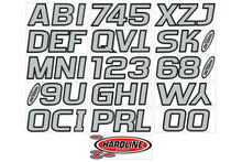 Load image into Gallery viewer, Hardline Boat Lettering Registration Kit 3 in. - 700 Silver/Black