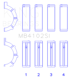 King Engine Bearings Chrysler 226 (3.7L) (Size +0.50mm) Main Bearing Set