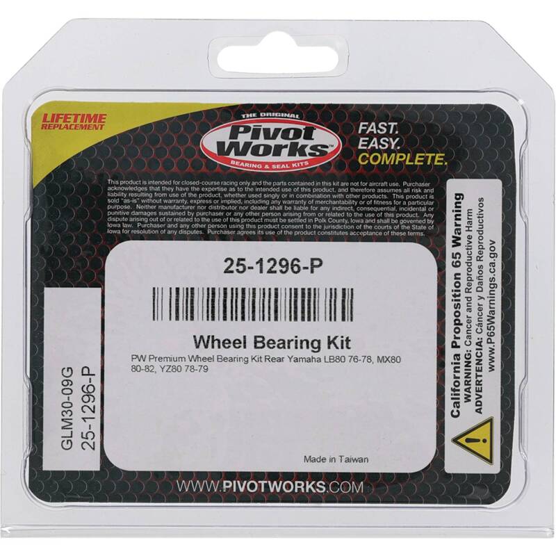 Pivot Works Yamaha Wheel Bearing Kit Premium Bearings