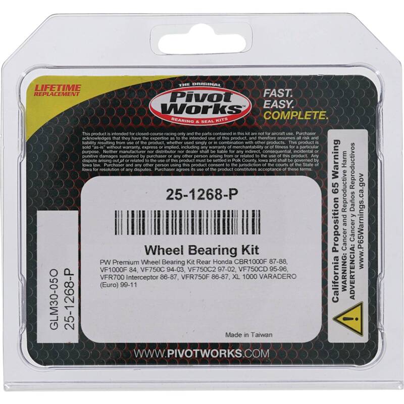 Pivot Works Honda Wheel Bearing Kit Premium Bearings