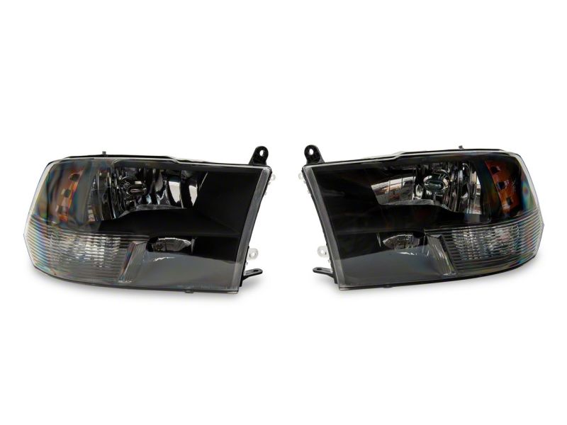 Raxiom 09-18 Dodge RAM 1500 Axial Series Euro Style Headlights w/ Dual Bulb Blk Housing (Clear Lens)