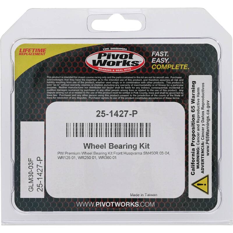 Pivot Works Husqvarna Wheel Bearing Kit Premium Bearings