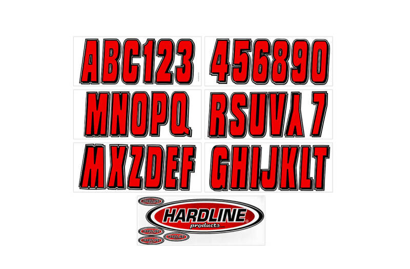 Hardline Boat Lettering Registration Kit 3 in. - 320 Red/Black