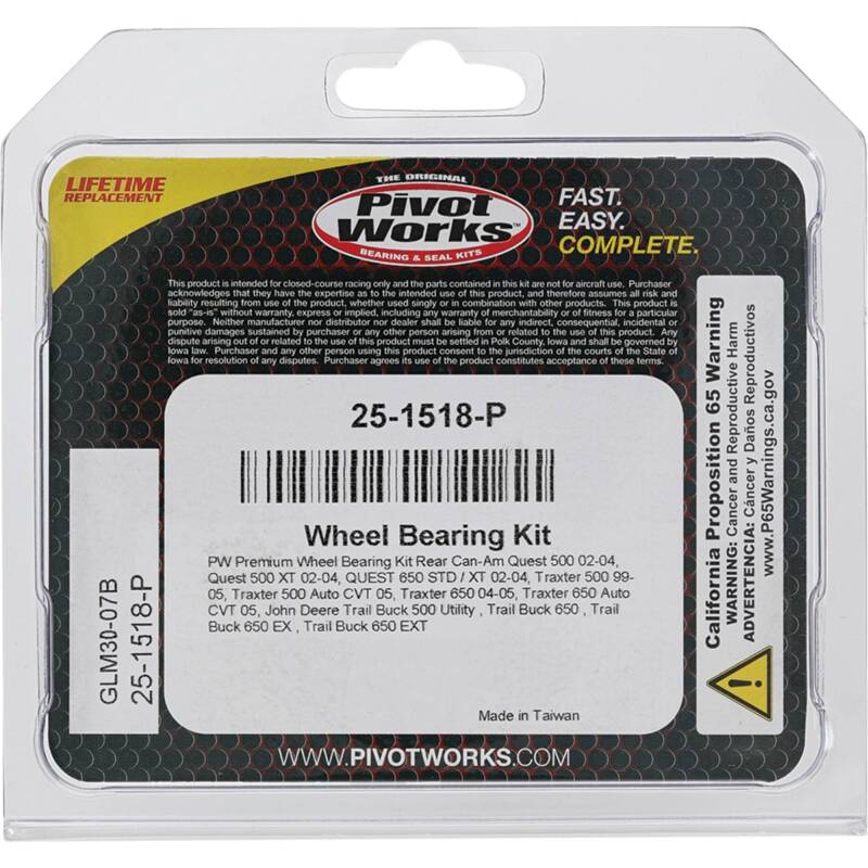 Pivot Works Can-Am, John Deere Wheel Bearing Kit Premium Bearings