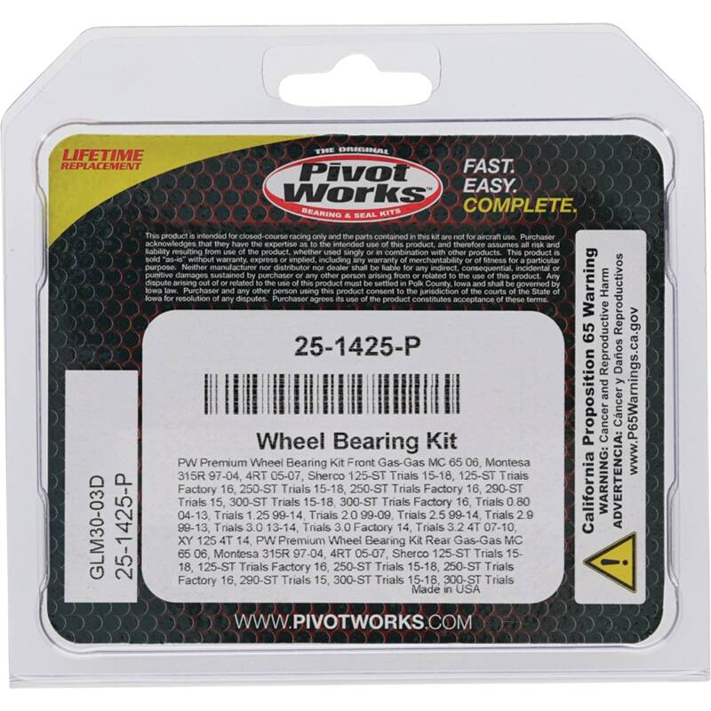 Pivot Works Gas-Gas, Montesa, Sherco Wheel Bearing Kit Premium Bearings