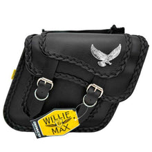Load image into Gallery viewer, Willie &amp; Max Universal Black Magic Compact Slant Saddlebags (12 in L x 9.5 in W x 5.5 in H) - Black