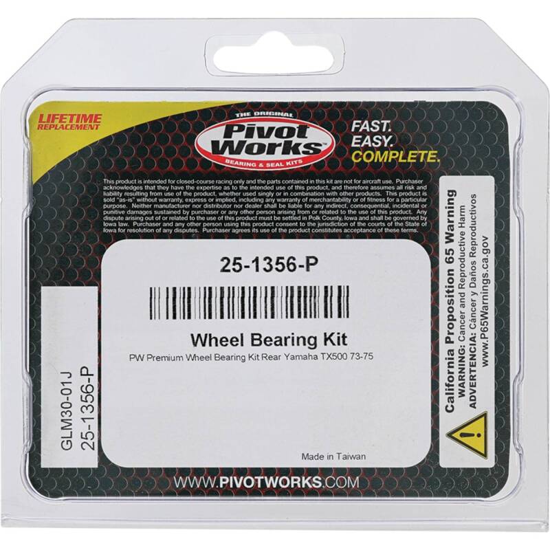 Pivot Works Yamaha Wheel Bearing Kit Premium Bearings