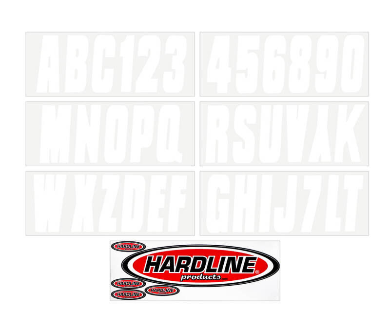 Hardline Boat Lettering Registration Kit 3 in. - 350 White Solid