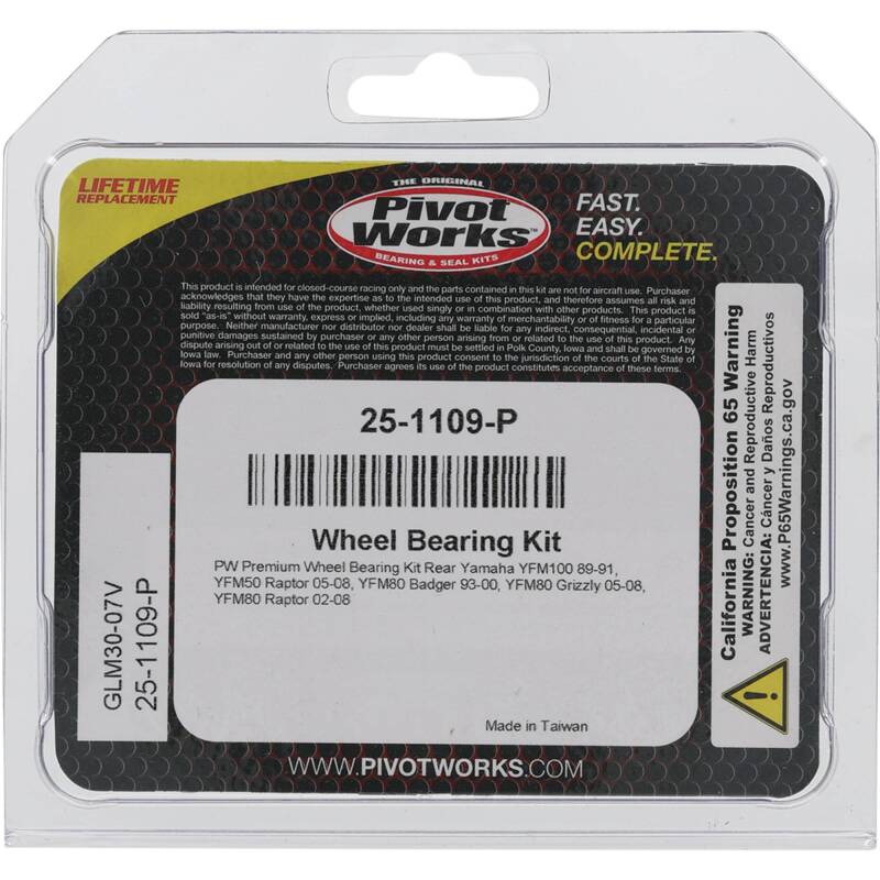Pivot Works Yamaha Wheel Bearing Kit Premium Bearings