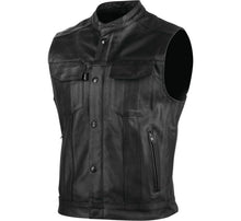 Load image into Gallery viewer, Speed and Strength Band Of Brothers Leather Vest Black - Small