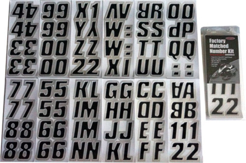 Hardline Snowmobile Lettering Registration Kit 2 in. - 500 Black/Silver