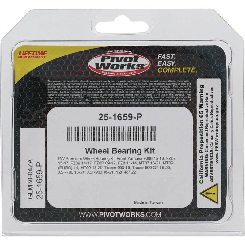 Pivot Works Yamaha Wheel Bearing Kit Premium Bearings