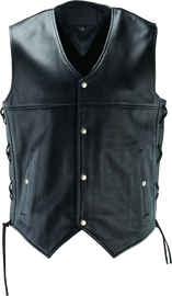 River Road Old Skool Leather Vest Black - Medium