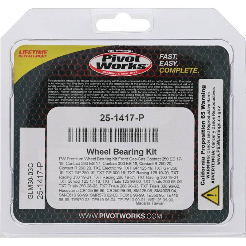 Pivot Works Gas-Gas, Husqvarna Wheel Bearing Kit Premium Bearings